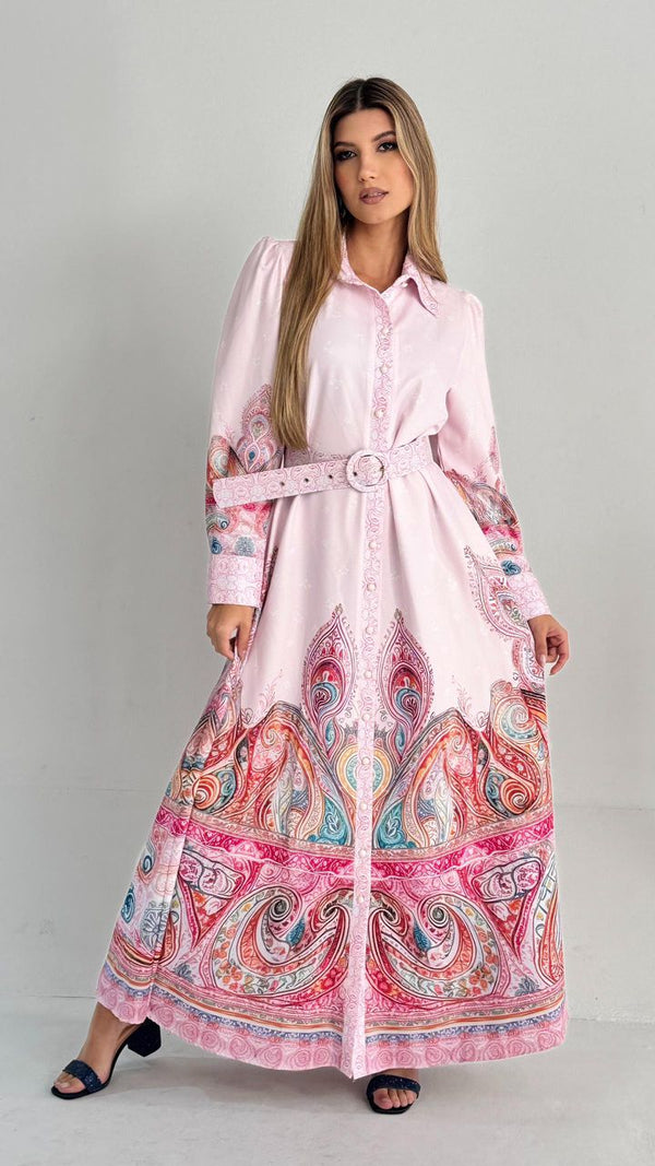 Vestido rosado estampado colores