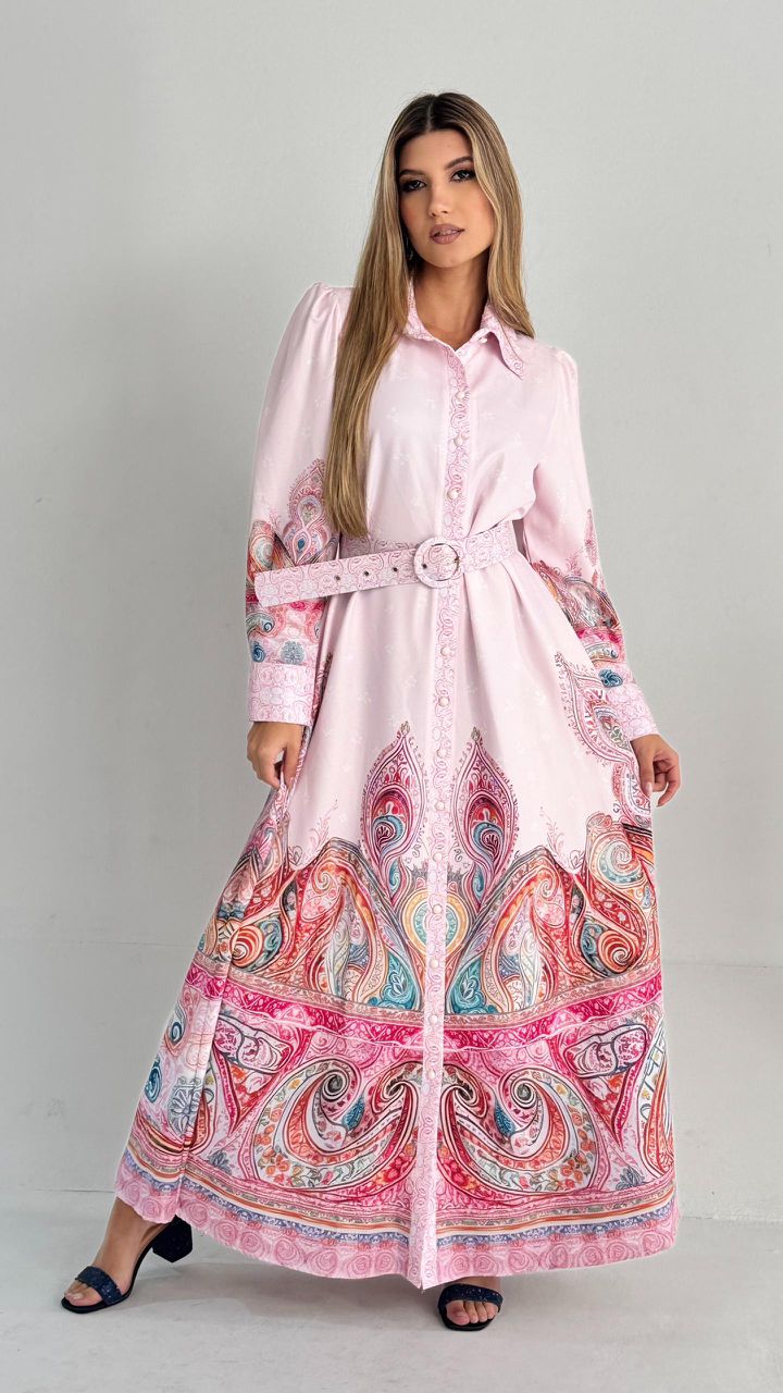 Vestido rosado estampado colores