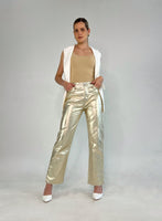 Pantalon bota ancha con destello en Dorado