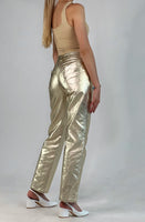 Pantalon bota ancha con destello en Dorado