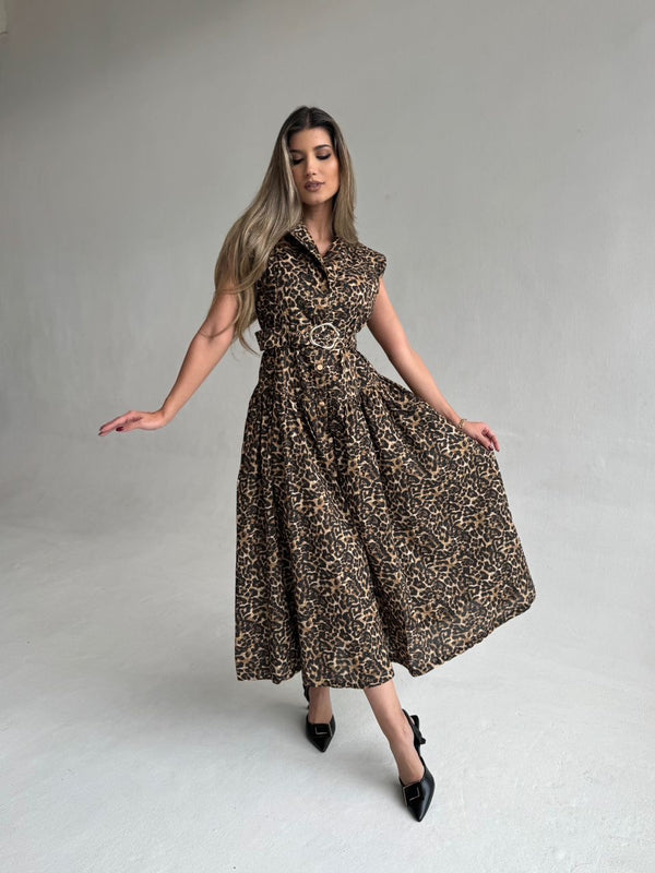 Vestido animal print sin mangas