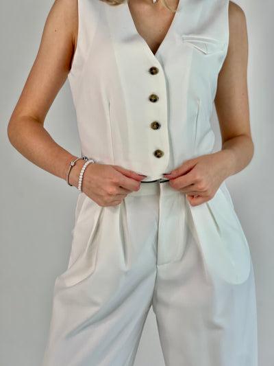 Conjunto Blanco de pantalón y chaleco con botones RIVIR