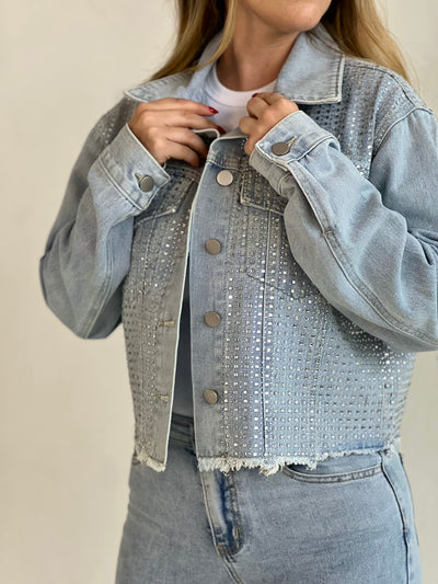 Chaqueta de jeans con pedrería brillante BLUEB