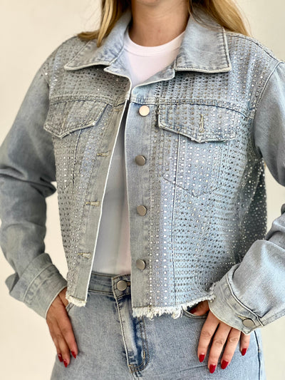 Chaqueta de jeans con pedrería brillante BLUEB