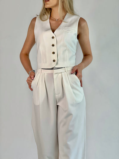 Conjunto Blanco de pantalón y chaleco con botones RIVIR