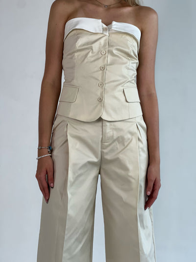 Conjunto de pantalon con corset en beige GALITA