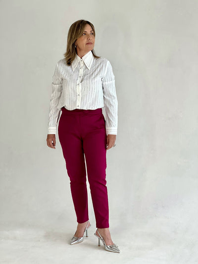 Pantalones Fucsia basico formal con boton en pretina SUBLIMEFASHION