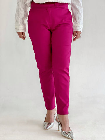 Pantalones Fucsia basico formal con boton en pretina