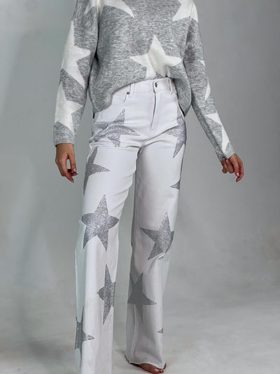 Sweater gris con estrellas blancas MIRACLE