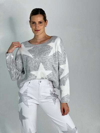 Sweater gris con estrellas blancas MIRACLE