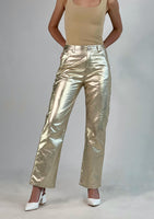 Pantalon bota ancha con destello en Dorado