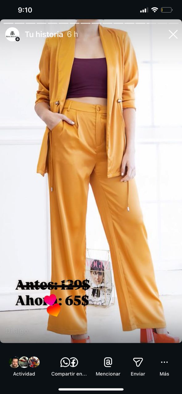 Conjunto Pantalón y Chaqueta Satinado Mostaza