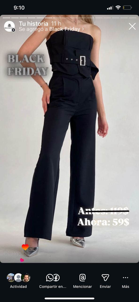 Conjunto de pantalon y croptop negro