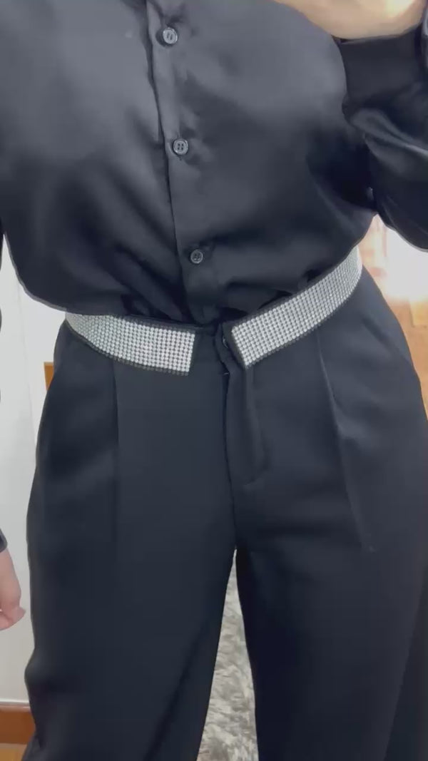 Pantalon bota ancha negro con brillante NUEVOS