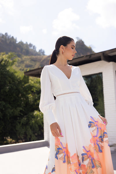 Vestido Largo Blanco y flores CHICWAYS