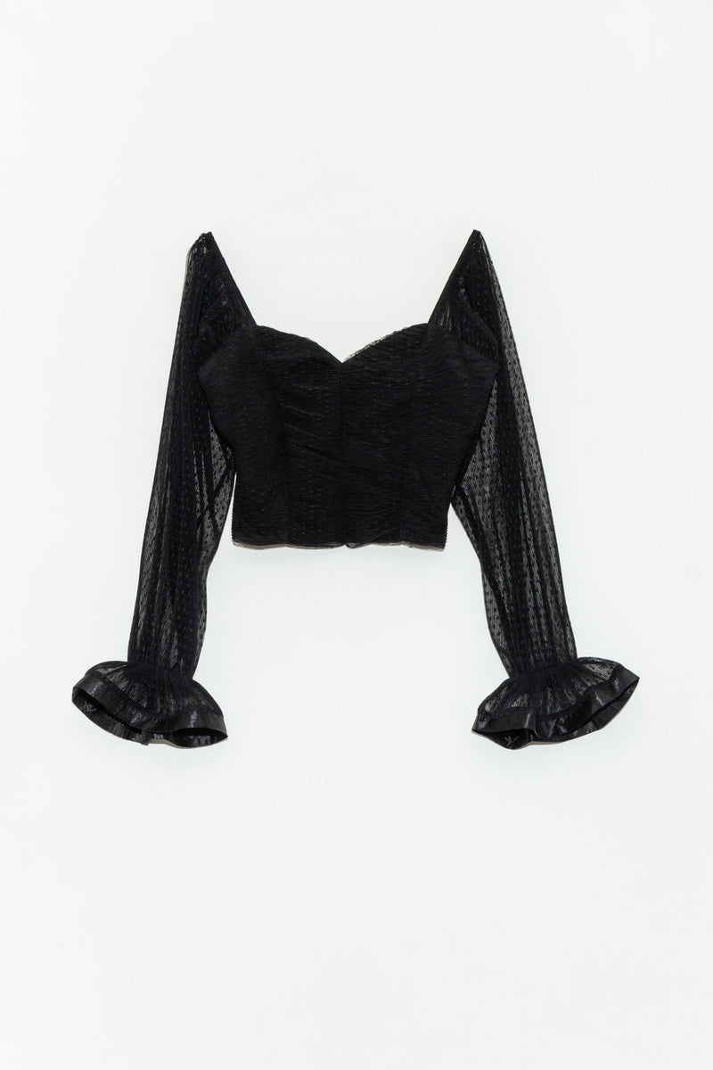 CropTop tipo Corsét con Mangas Transparentes