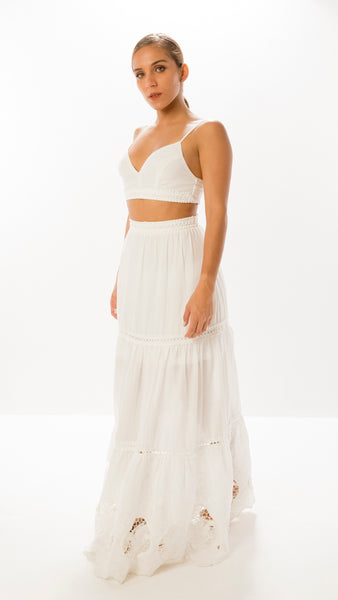 Conjunto Crop+Maxi Falda Bordada THE SANG