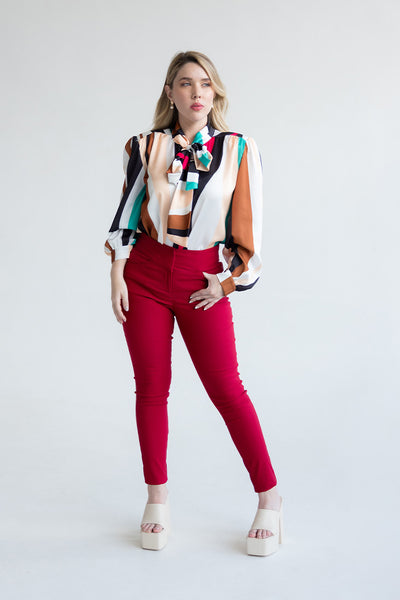 Blusa Estampada con Lazo al Cuello ITOO