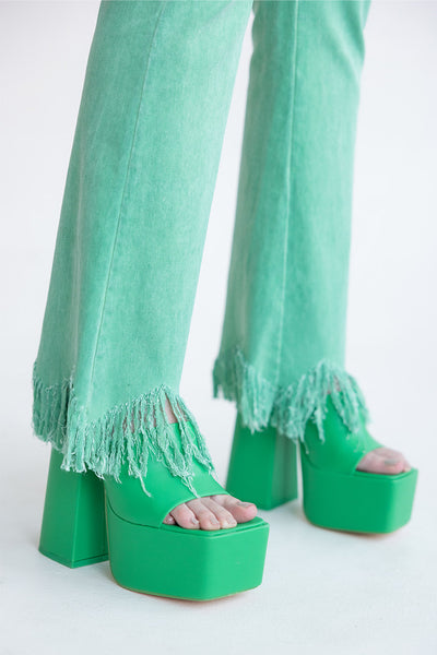 Mules Tacón Cuadrado Verde SOUL PRINCESS