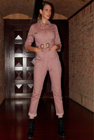 Jumpsuit rosa palo estilo cargo